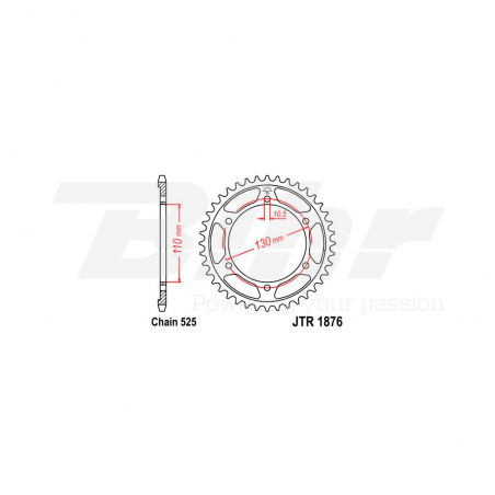 JT SPROCKETS Corona plato trasero 1876 zinc con 43 dientes R187643ZBK