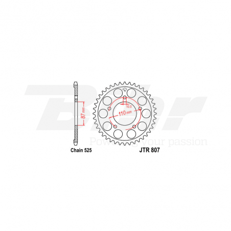 Sprocket rear plate  807 zinc con 45 dientes