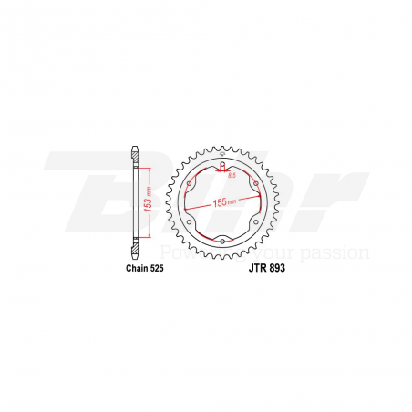 Sprocket rear plate  893 zinc con 38 dientes