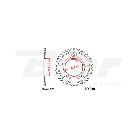 JT SPROCKETS Corona plato trasero 898 zinc con 38 dientes R89838ZBK
