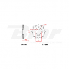 Sprocket with rubber  580 de acero con 17 dientes