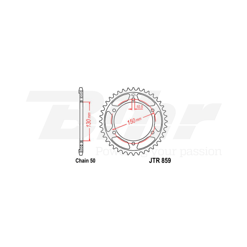 Sprocket rear plate  859 zinc con 48 dientes