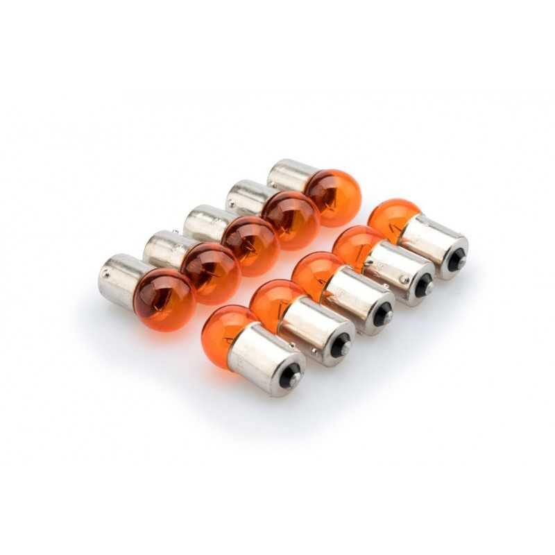 PUIG Caja de 10 bombillas intermitentes para motocicletas racing 12v 23w - Transparente/Naranja 0941