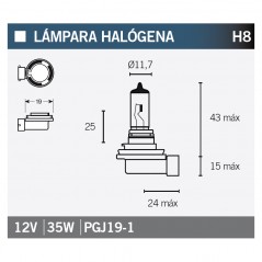 V PARTS Lampara bombilla HALOGENA H8 14642
