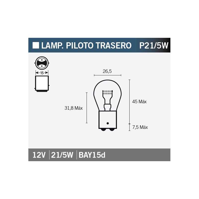 V PARTS LAMP, LIGHT BULB, RED 12V21/5W 12V21/5W 14662