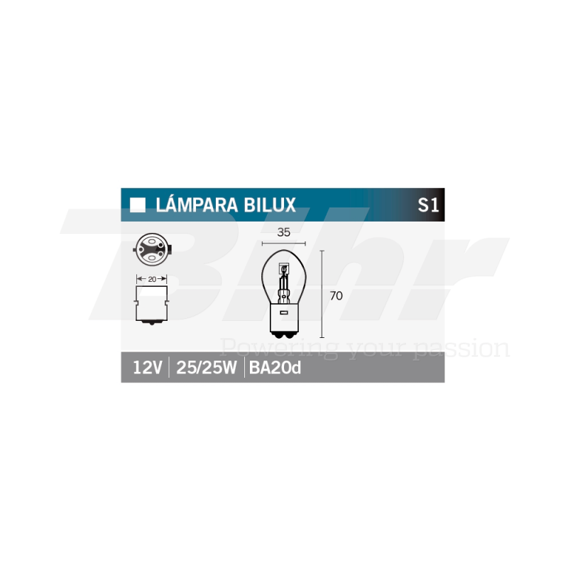 V PARTS Bombilla de repuesto Bihr 12V25/25W para moto, quad y scooter 14669