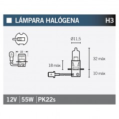 V PARTS Lampara bombilla HALOGENA H3 14638