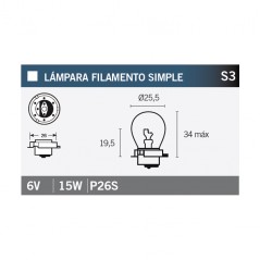 V PARTS Lámpara bombilla 6V15W P26S no homologada para carretera de la marca 14673