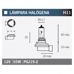 V PARTS Lampara bombilla HALOGENA H11 14637