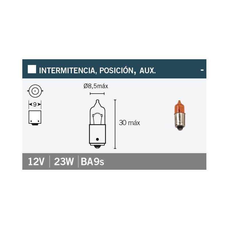 V PARTS Lámpara bombilla naranja bayoneta 9mm 12Vx21W L780