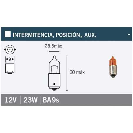 V PARTS LAMP, LIGHT BULB, ORANGE, BAYONET 9 MM 12VX21W 9 MM 12VX21W L780