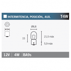 OSRAM Lámpara 3893 T4W para motocicletas - Repuesto original rentable 15061