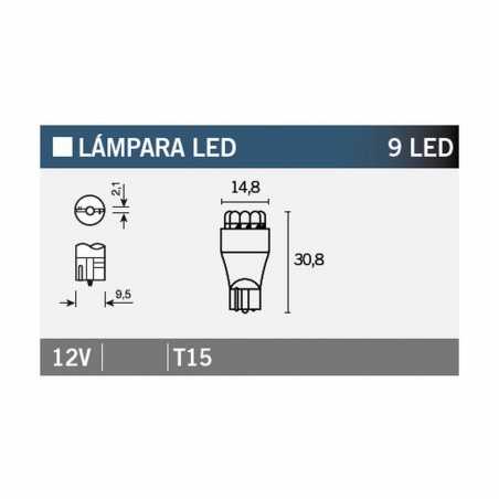 V PARTS Caja 10 lámparas bombilla ambar 9LED T15 14651