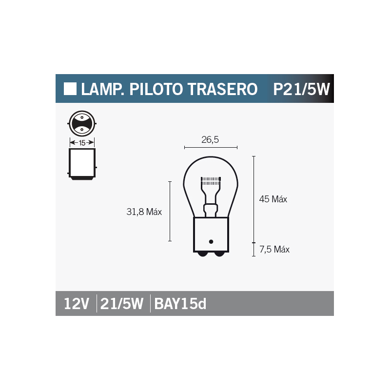 OSRAM Lámpara Bombilla 7528 P21/5W para Motocicletas - Repuesto Original Rentable 15053