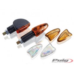 PUIG UNIVERSAL BLINKERS FOR MOTORCYCLES STAR, LONG ARM THREE CRYSTALS 4176