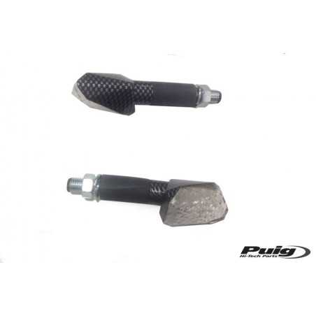 PUIG UNIVERSAL BLINKERS FOR MOTORCYCLES RUBI, LONG ARM CARBON LOOK 4919