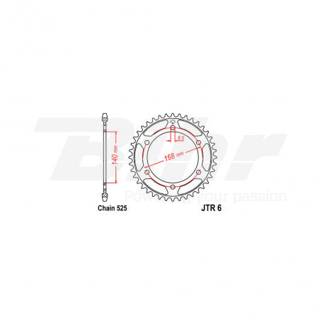 Sprocket rear plate  6 zinc con 42 dientes