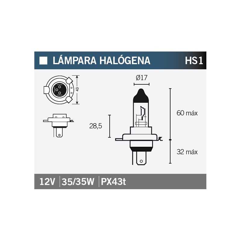 V PARTS LAMP, LIGHT BULB HALOGENA HS1 14646