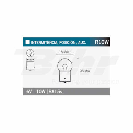 V PARTS LAMP, LIGHT BULB 6V10W 14664