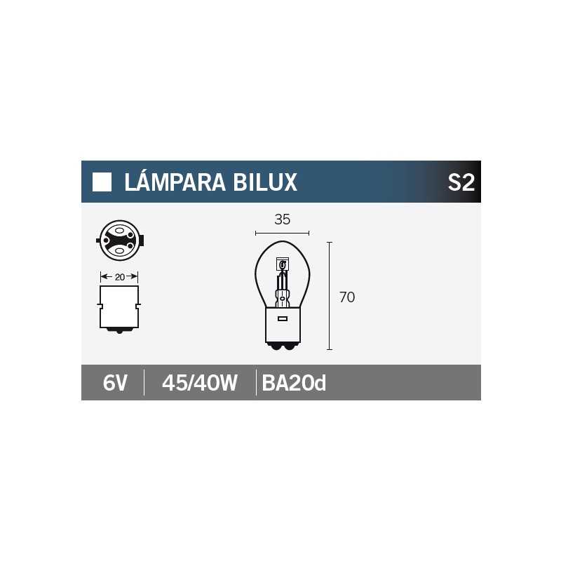 V PARTS Bombilla 12V45/40W para Moto, Quad o Scooter - 14672