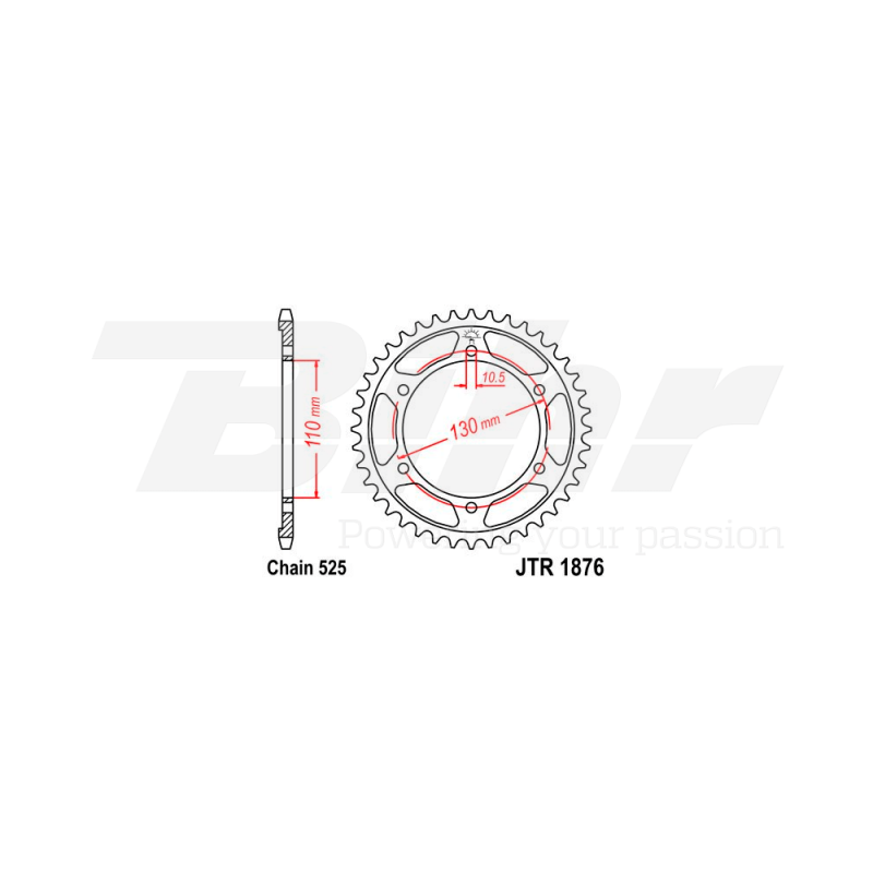 Sprocket rear plate  1876 zinc con 44 dientes