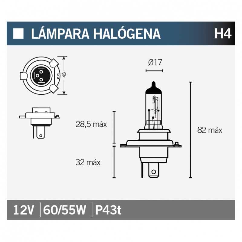 V PARTS Lampara bombilla HALOGENA H4 14639