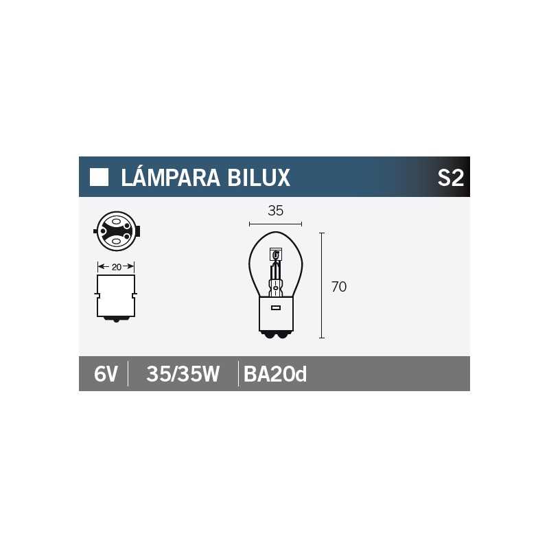V PARTS Bombilla de repuesto 6V35/35W para moto, quad o scooter 14670