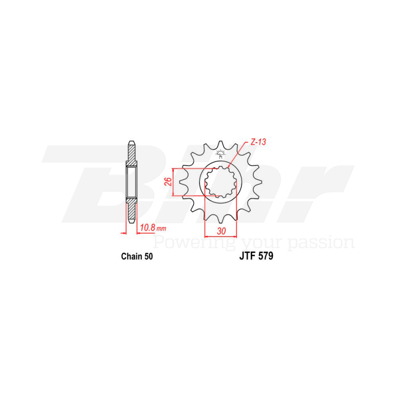 Sprocket with rubber  579 de acero con 16 dientes
