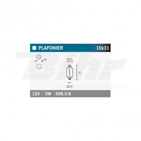 V PARTS Caja 10 lámparas bombilla SV8 6-8 12V5W 14621