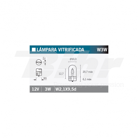 V PARTS Lámpara bombilla W3W 12V3W 14687