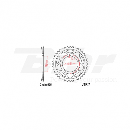 Sprocket rear plate  7 zinc con 45 dientes