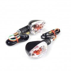V PARTS Pareja juego intermitentes UNIVERSALES moto P F H brazo corto Negro Transpar 6632
