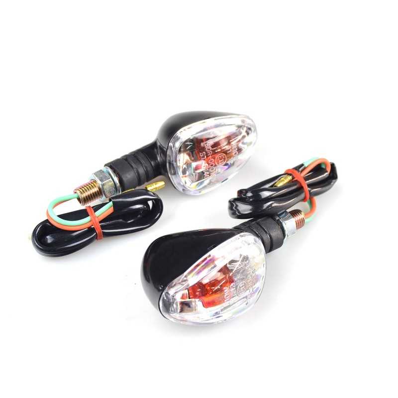 V PARTS Pareja juego intermitentes UNIVERSALES moto P F H brazo corto Negro Transpar 6632