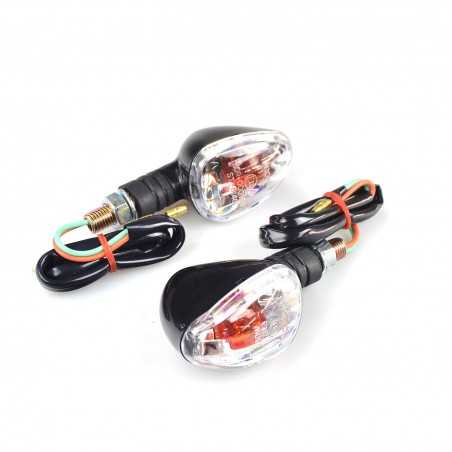 V PARTS PAIR, SET, TURN SIGNALS, UNIVERSAL, MOTO P F H SHORT ARM, BLACK, TRANSPARENT 6632