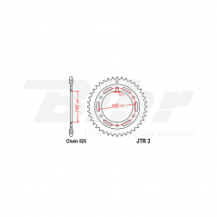Sprocket rear plate  3 zinc con 47 dientes
