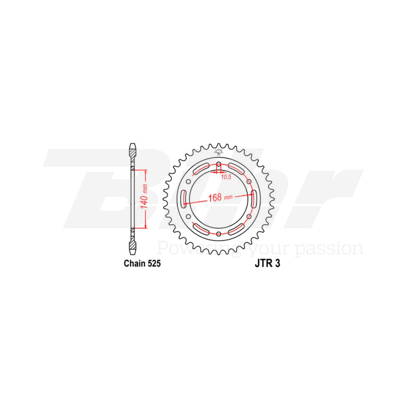 Sprocket rear plate  3 zinc con 47 dientes