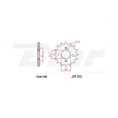 Sprocket with rubber  513 de acero con 18 dientes