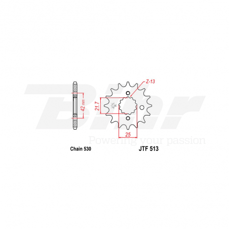 Sprocket with rubber  513 de acero con 18 dientes