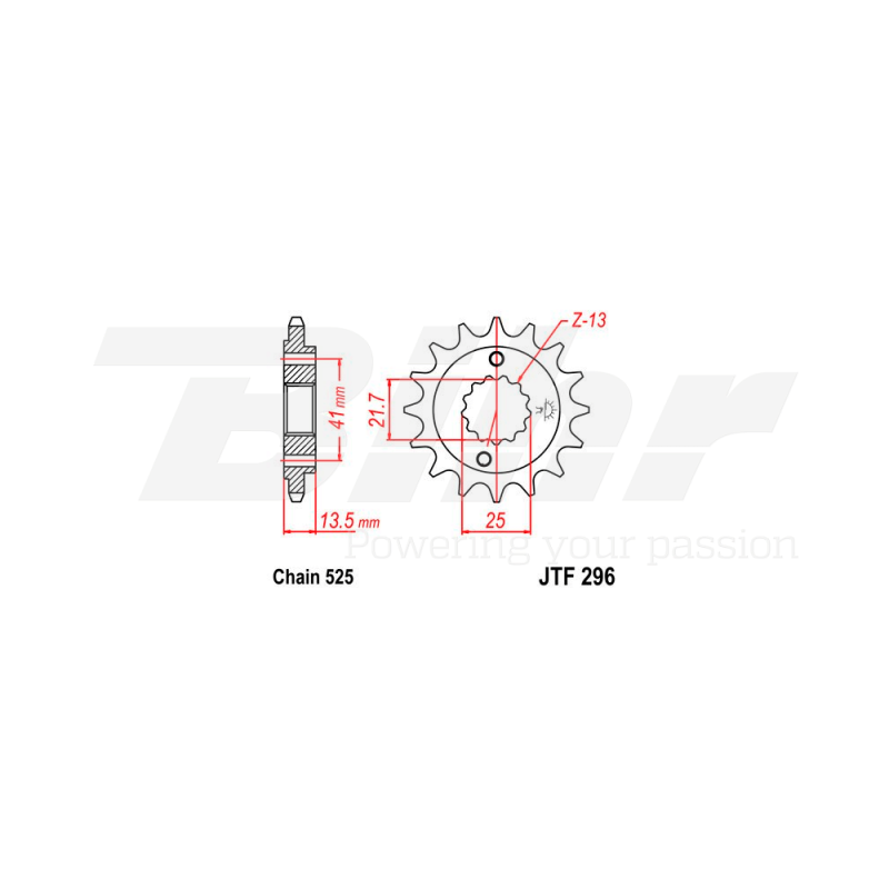 Sprocket with rubber  296 de acero con 16 dientes