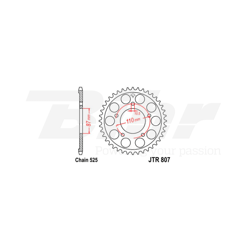 Sprocket rear plate  807 zinc con 48 dientes