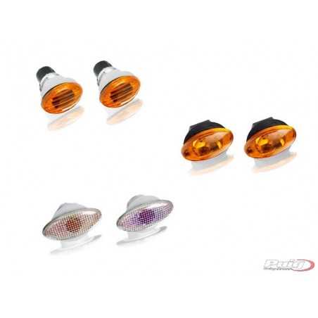 PUIG UNIVERSAL OVAL CRYSTAL BLINKERS FOR MOTORCYCLES IN AMBER ORANGE 1079
