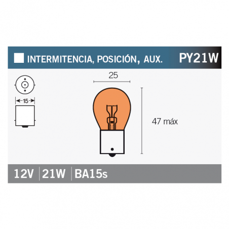 OSRAM Lámpara bombilla 7507 PY21W para motocicletas 15055