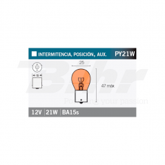 V PARTS Lámpara bombilla ambar 12V21W homologada CE para motocicletas y vehículos 14663