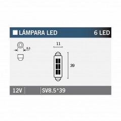 V PARTS Caja 10 lámparas bombilla 6LED SV8 539 14656