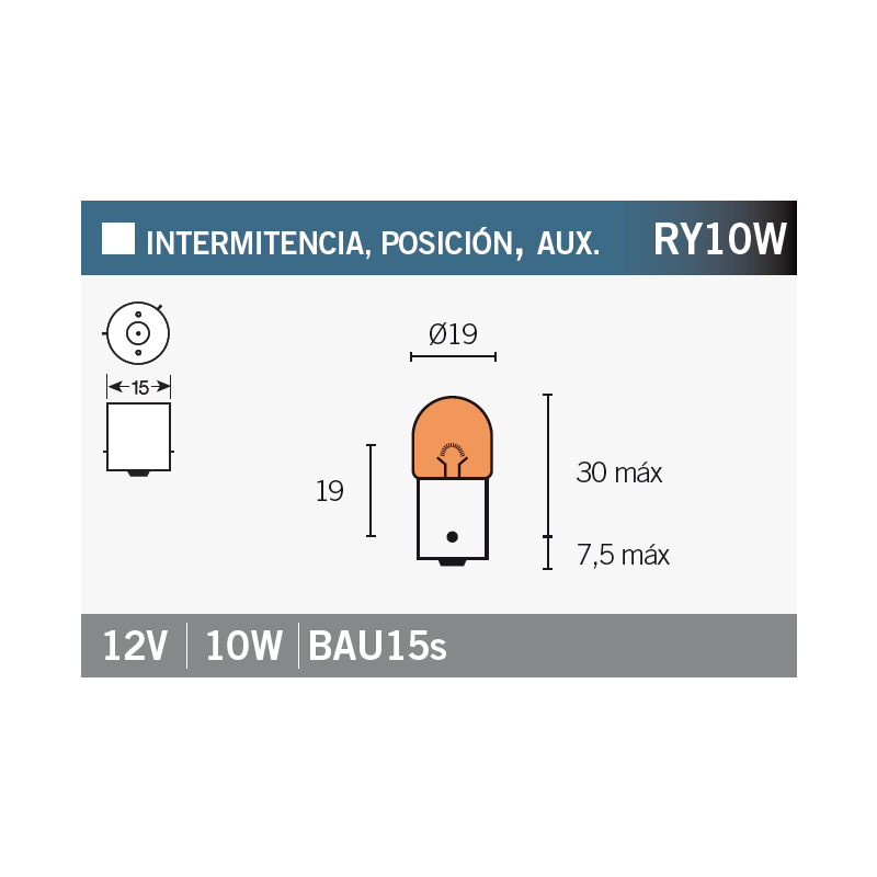 OSRAM Caja 10 lámparas bombilla 5009 RY10W, Naranja 15059