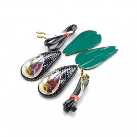 V PARTS PAIR, SET, TURN SIGNALS, UNIVERSAL, MOTO P I A, MAXI TEARDROP, CARBON, SMOKED 4577