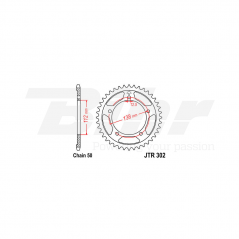 Sprocket rear plate  302 zinc con 44 dientes