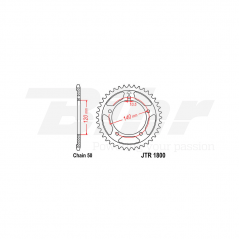 Sprocket rear plate  1800 zinc con 44 dientes