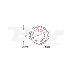 Sprocket rear plate  300 zinc con 47 dientes
