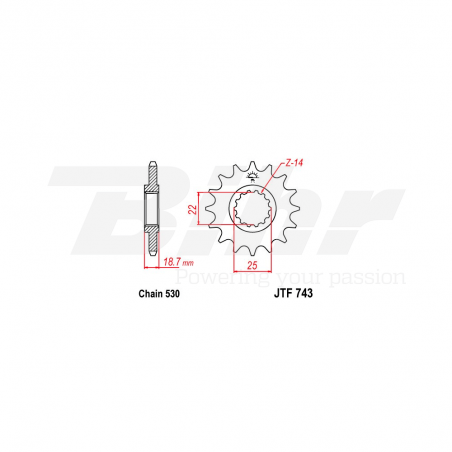 JT SPROCKETS Piñon 743 de acero con 15 dientes F74315